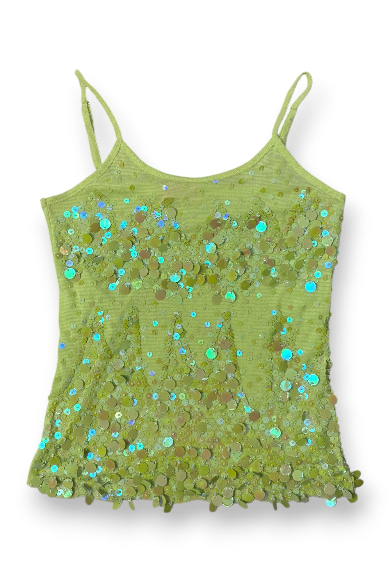 Green Sequin Embellished Cami Top