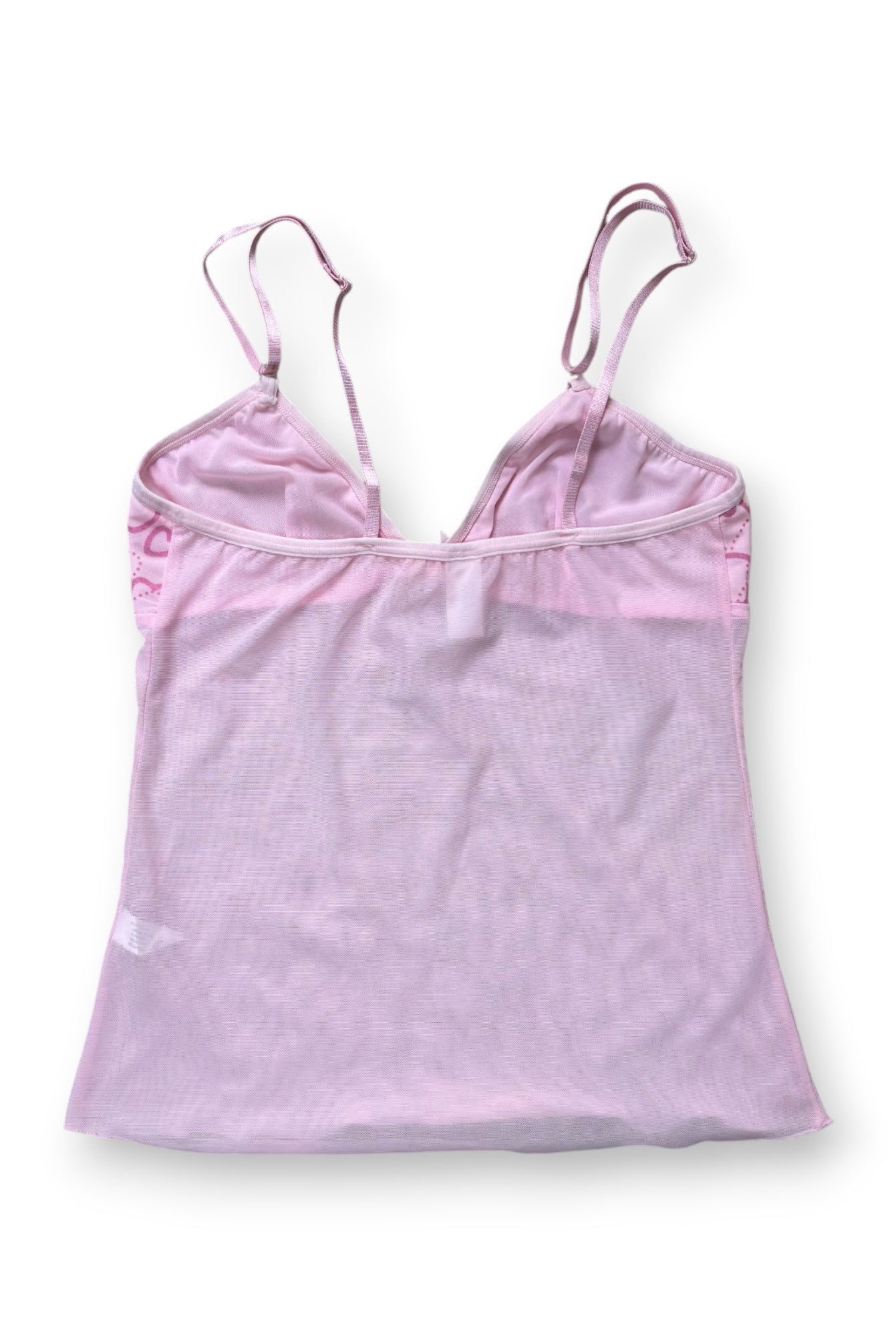 Pink Heart Print Mesh Cami Top