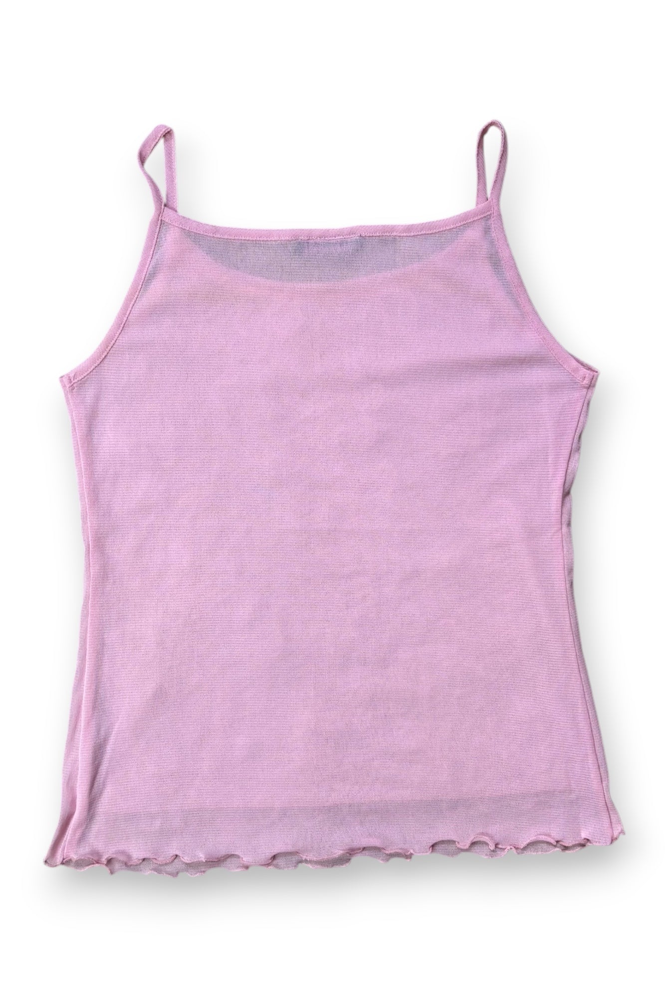 Pink Sequin Embroidered Mesh Cami Top