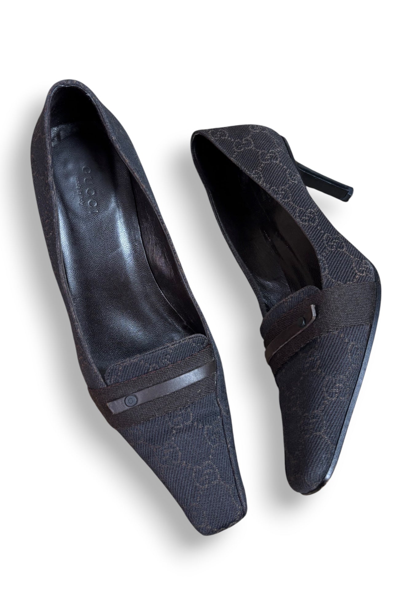 Gucci Dark Brown Square Toe Heels