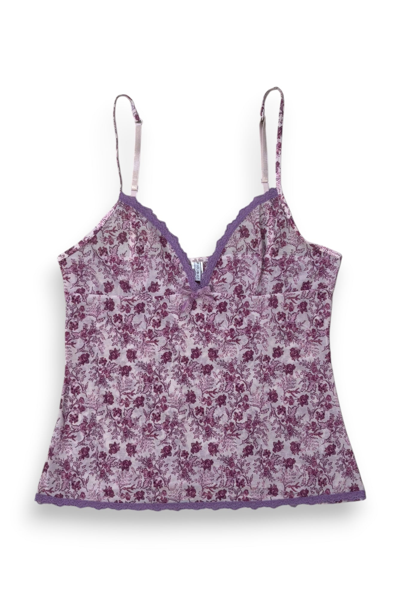 Lavender Floral Lace Mesh Cami Top