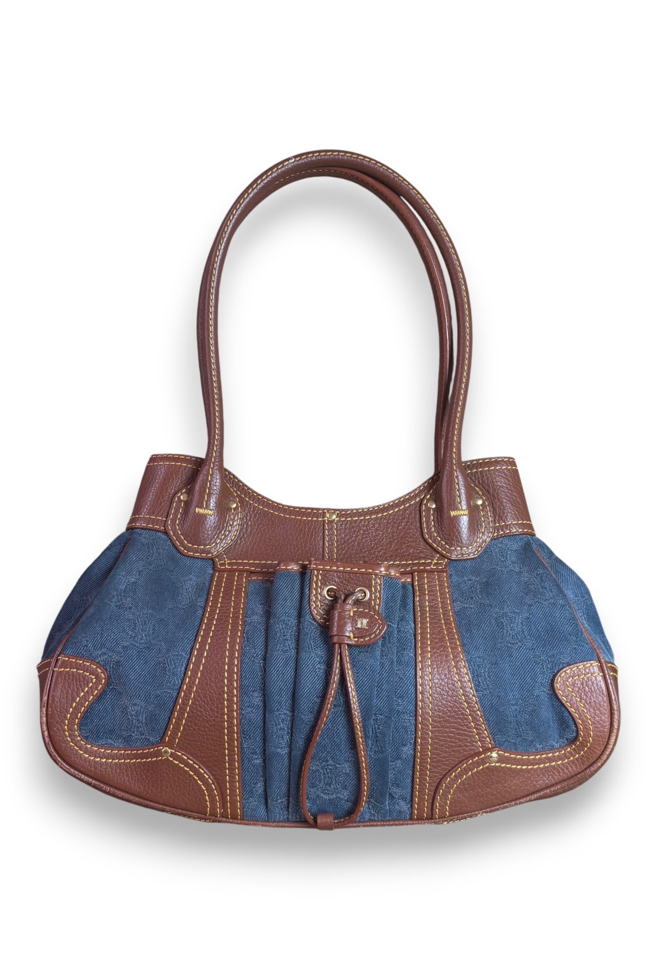 Celine Blue Denim & Brown Leather Shoulder Bag