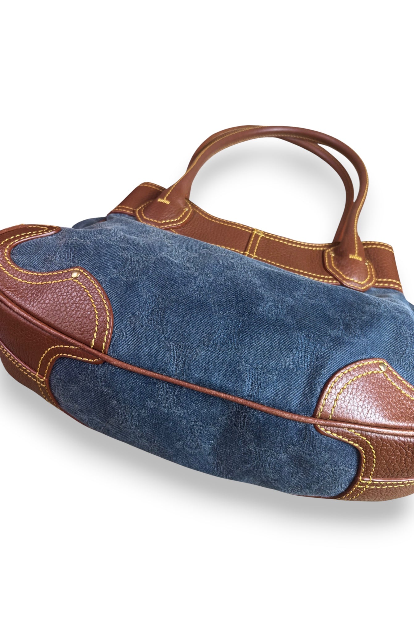 Celine Blue Denim & Brown Leather Shoulder Bag