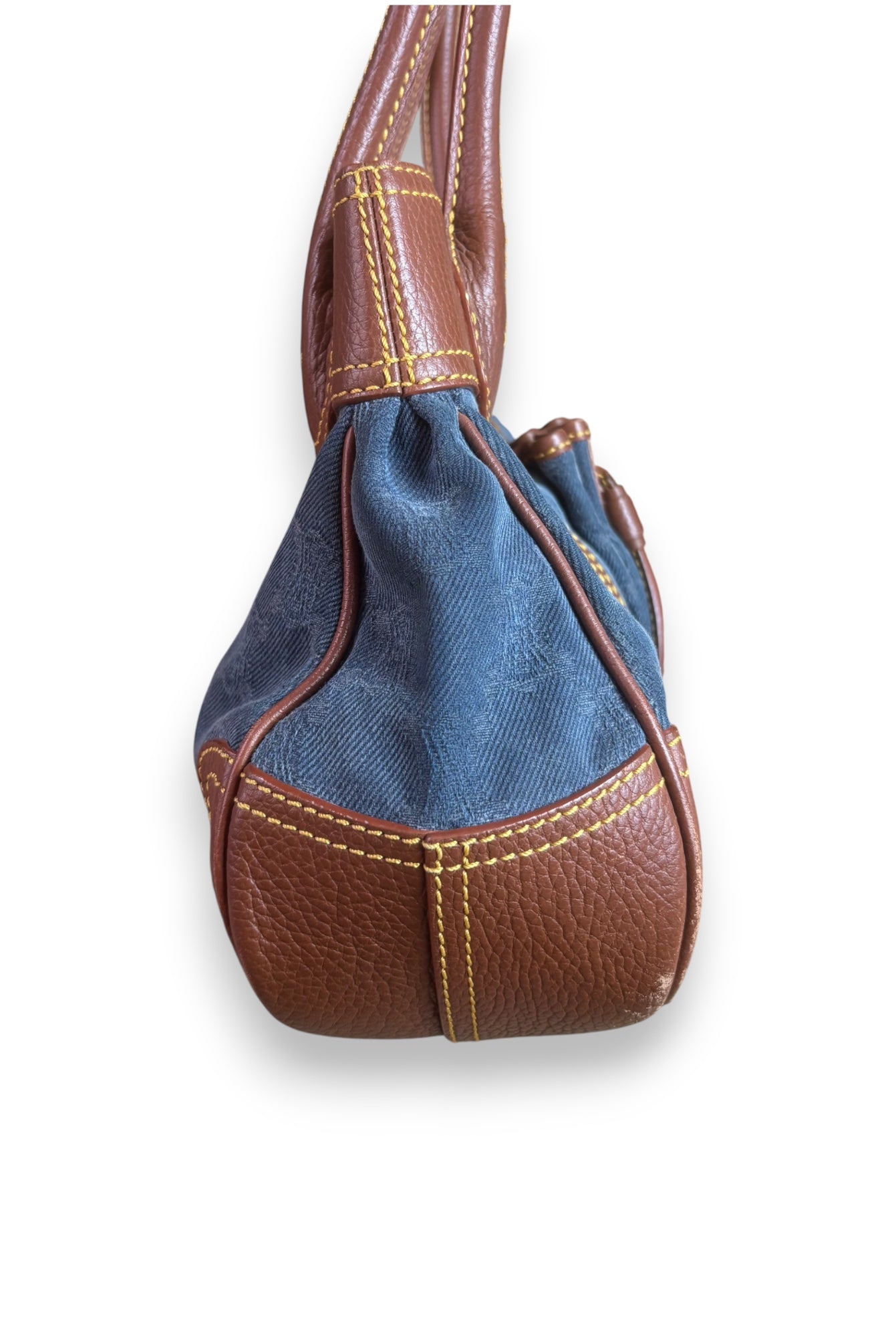 Celine Blue Denim & Brown Leather Shoulder Bag