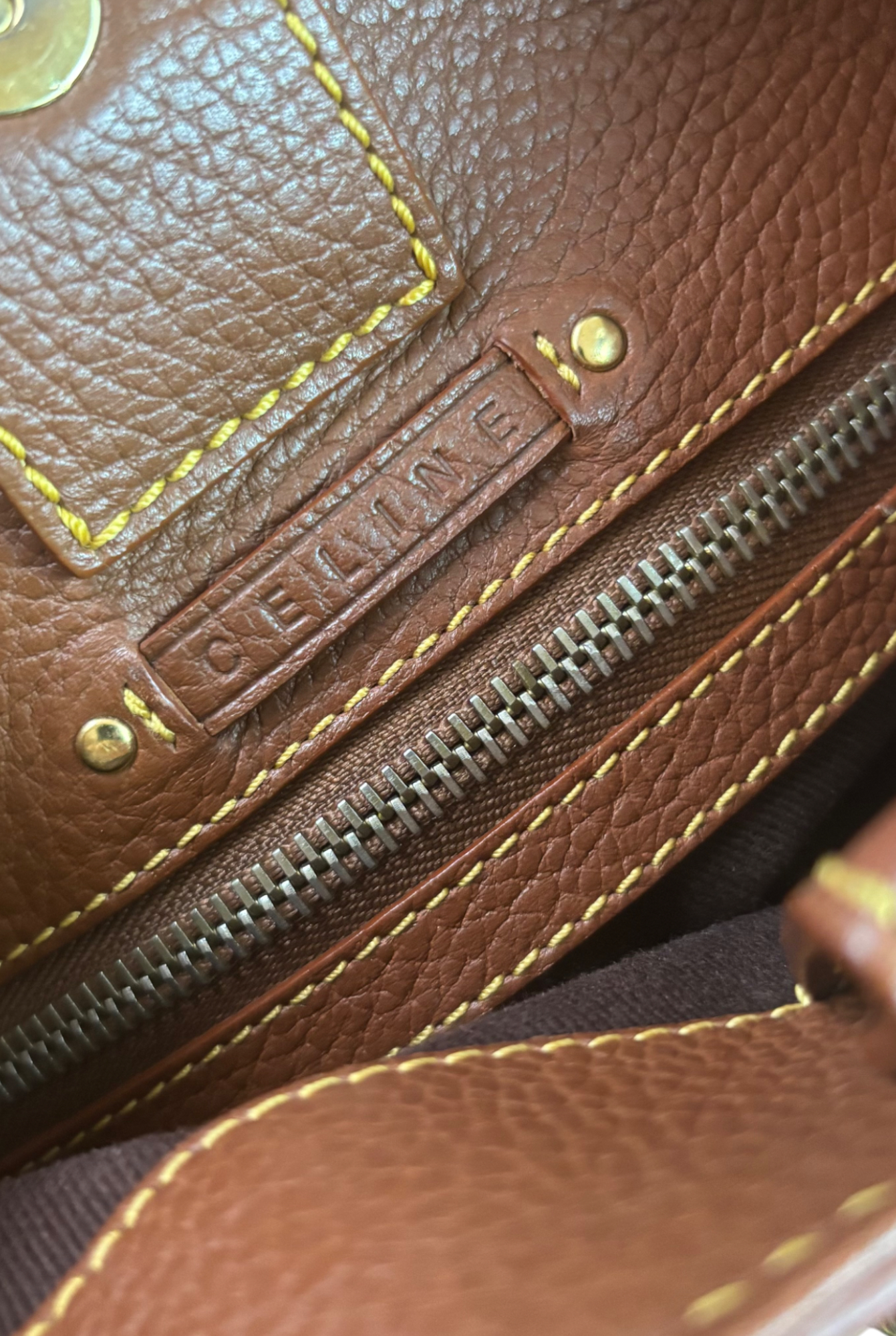 Celine Blue Denim & Brown Leather Shoulder Bag