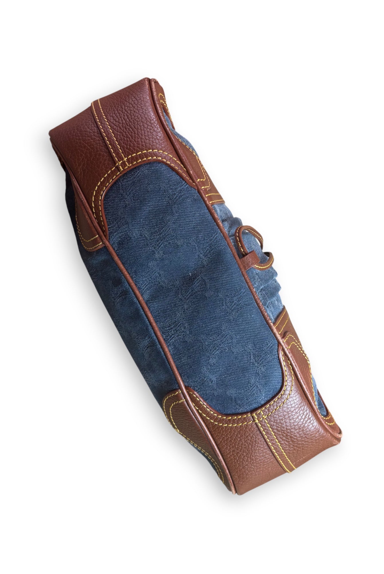 Celine Blue Denim & Brown Leather Shoulder Bag