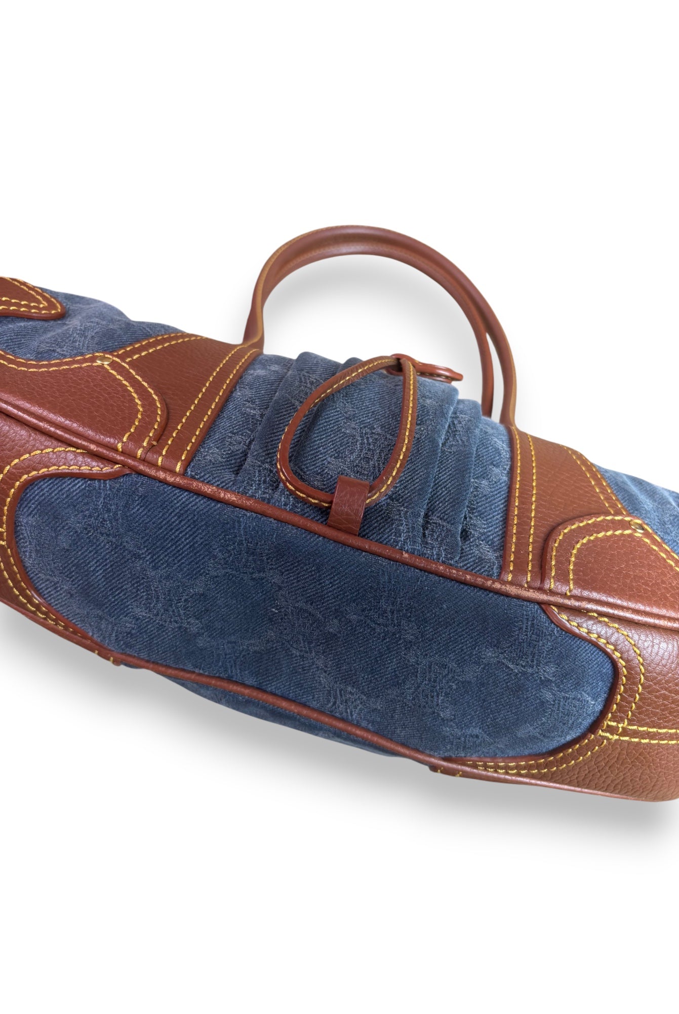 Celine Blue Denim & Brown Leather Shoulder Bag