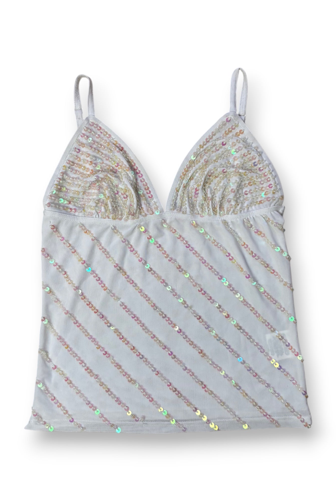 White Sequin Cami Top