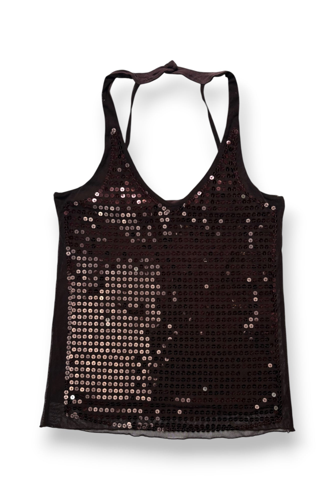 Brown Sequin Halter Neck Top